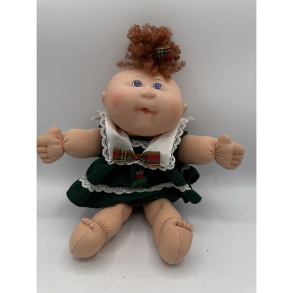 Vintage Cabbage Patch Kid Doll 1995 Red Hair Green Holiday Dress 16” Mattel - Picture 1 of 5